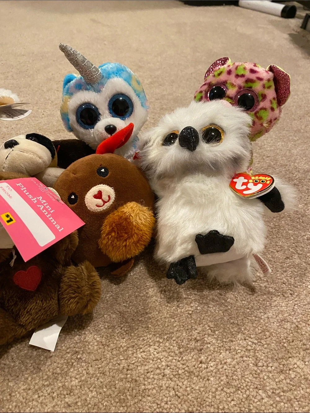 TY and other Plush Small Pets Assorted Multicolor Beanie Buddies medium sized